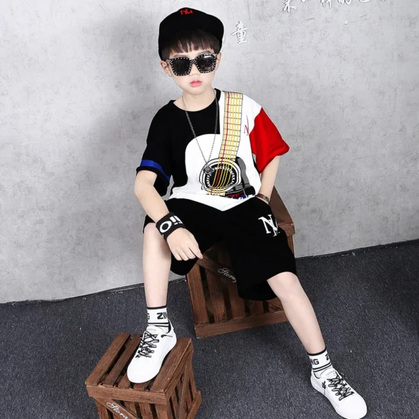 Children Boys Summer Clothes Outfits Cartoon Cotton T-shirt+Shorts Suit Tracksuit for Kids Clothing Two-Piece Set 6 8 10 12 Year 3