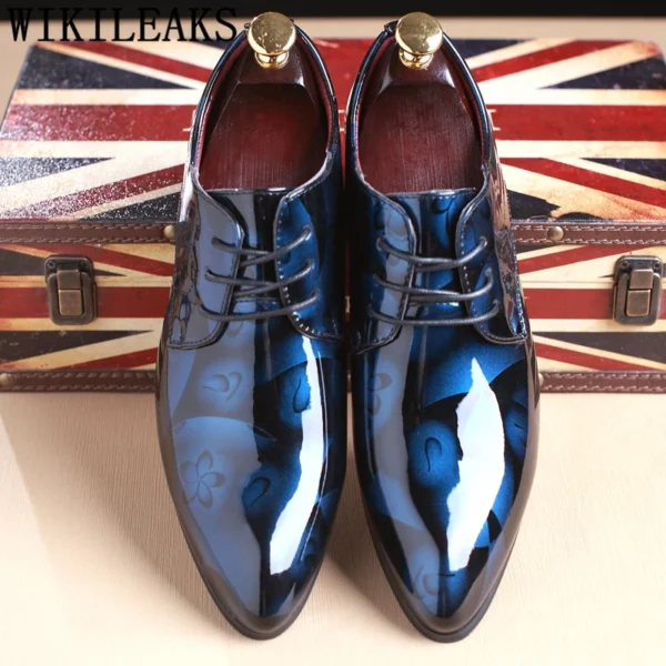 Office Men Dress Shoes Floral Pattern Men Formal Shoes Leather Luxury Fashion Groom Wedding Shoes Men Oxford Shoes Dress 37-50 2