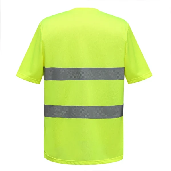 Summer short-sleeved all-polyester breathable V-collar traffic warning clothing site manufacturers custom reflective clothing 6