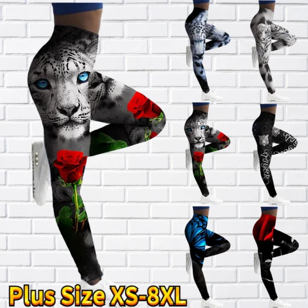 Women's Fashion Colorful Tiger Print Pattern Yoga Pants Trousers Fitness Pants Sports Pants Trousers Leggings  XS-8XL 1