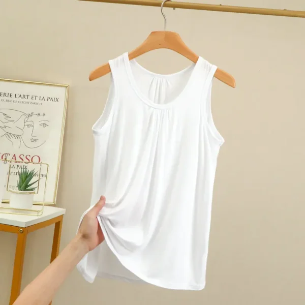 Large size Tank Tops Loose Folds Summer women Modal sleeveless Tshirts Solid color Homewear Top Bottoming Vest XL to 6XL 5