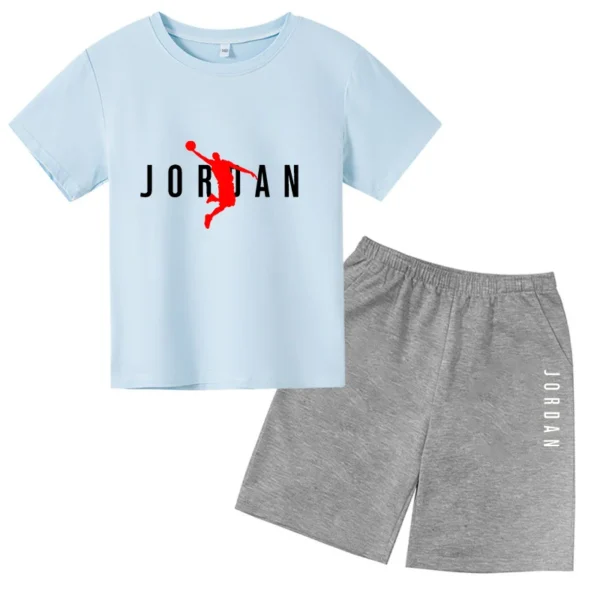 Basketball star Printing Children's T-shirt Tops +Shorts Fashion Leisure Clothing Toddler 3-12 Year Boys Girls Round neck Set 2