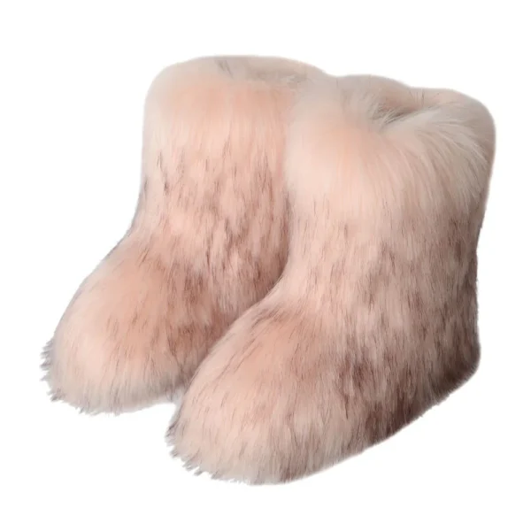 Winter Shoe Women's Winter Fluffy Faux Fox Fur Boots Woman Plush Warm Snow Boots Luxury Footwear Girls' Furry Fur Bottes Fashion 6