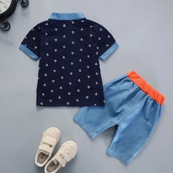 2022 Summer boys clothes sets Baby boy fashion print T-shirt + shorts  2 pieces baby cotton clothing set 5