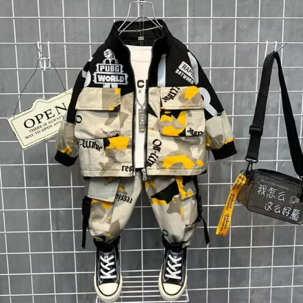 2024 Boys Babys Sets Fashion Jacket Letter Boy Clothing Suit Teenager Children Korean Coats Tops + Pants Cotton 2 3 6 8 10 year 5