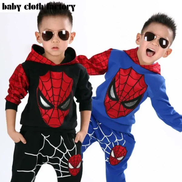 Baby Boys Spiderman Clothing Sets Toddler Cartoon Hoodies Sweatshirt+Pants 2Pcs Tracksuits Children Festival Cosplay Costume 1