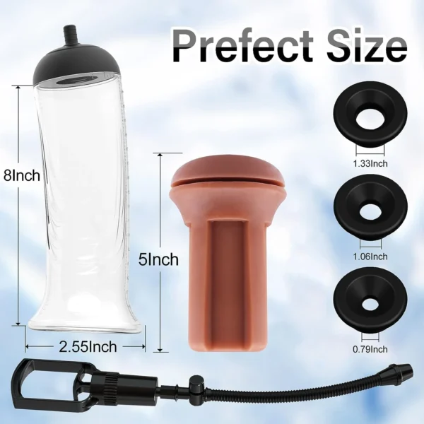 Manual Penis Vacuum Pump with Pocket Pussy Male Penis Enlarger Masturbator Adult Sex Toys for Men Stronger Bigger Erections 2