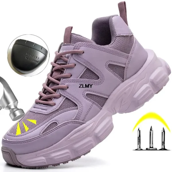 Women Safety Shoes New Steel Toe Work Safety Boots Breathable Working Sneaker Lightweight Sport Work Shoes Woman Boot Industrial 1