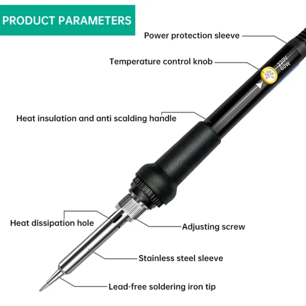 200℃-450℃ Temperature Adjustable Electric Soldering Iron 110v/220v 60w Constant Temperature US/EU Standard Plug Repair Tool 3