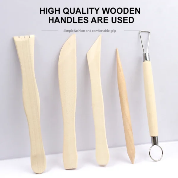 5pcs 11PCs Soft Clay Sculpture Pottery Tool DIY Handmade Carving Knife Set with Wooden Handle Ceramics Modeling Graving Tools 3