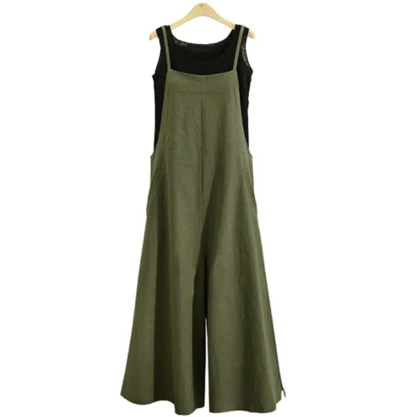 Women Straps Jumpsuit Summer Solid Color Wide Leg Pants Dungaree Bib Overalls Casual Loose Sleeveless Cotton Linen Jumpsuits 5Xl 4