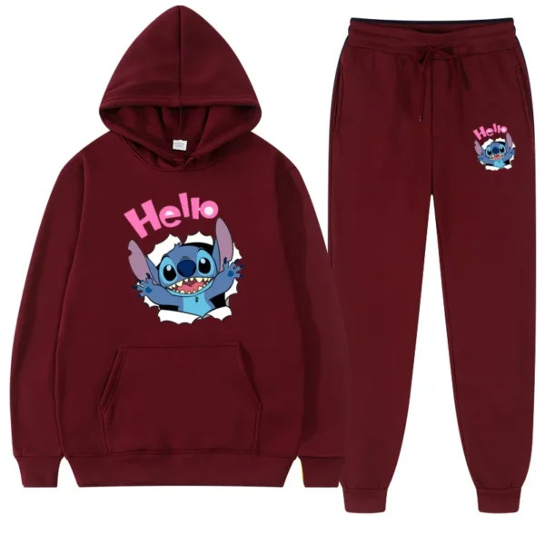 2023 Hello Hip Hop Suit Fashion Sports Hoodie Disney Lilo & Stitch Film Leisure Sportswear Autumn/Winter Set  For Men Women 3