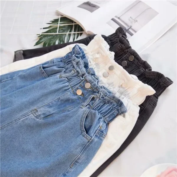 2021 Summer High Waist Denim Shorts Women Casual Loose Ladies Fashion Roll Up Hem Elastic Waist Jeans Female Plus Size S-5XL 2