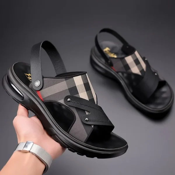 Men's Sandals Leather Casual Sandals Non Slip Beach Sandal Outdoor Platform Sandals for Men Summer New Slippers Sandalias Hombre 3