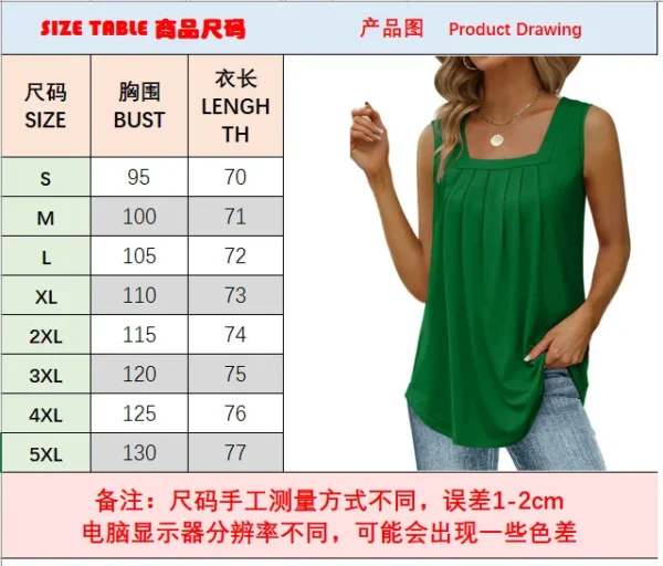 Oversized S-5XL Women Pleated Loose Sleeveless T-shirts Summer Female Solid Color Baggy Long Vests ZC-ZC501 6