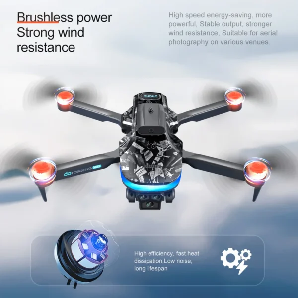 BMAD V182 Drone Three Camera Aerial Photography Aircraft 2.4G Brushless Optical Flow Obstacle Avoidance Aerial Photography Drone 5