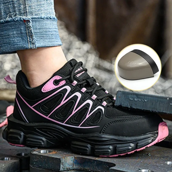 ZLMY New Women Safety Shoes Steel Toe Sneakers Puncture Proof Work Shoes Breathable Women Work Safety Boots Platform Anti-smash 3