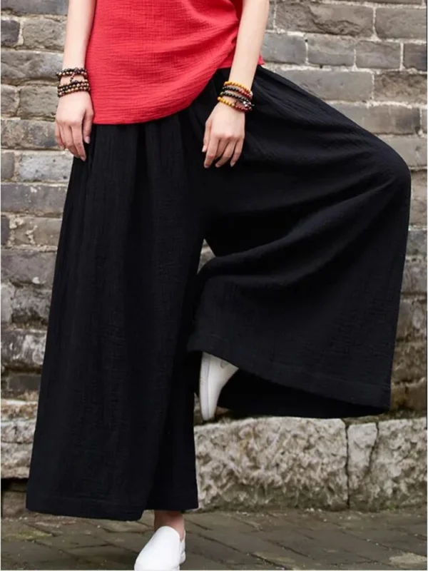 2024 Spring Fashion cotton Wide Leg Pants plus size Female Loose Casual cotton linen Pants Trouser Autunm vintage long pants 4