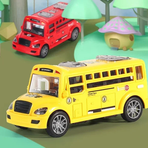 School Bus Model Car For Children Toys, Kids Educational Toy Cars, Miniature Game Vehicle Inertia Wheel, Boys Birthday Gift 4