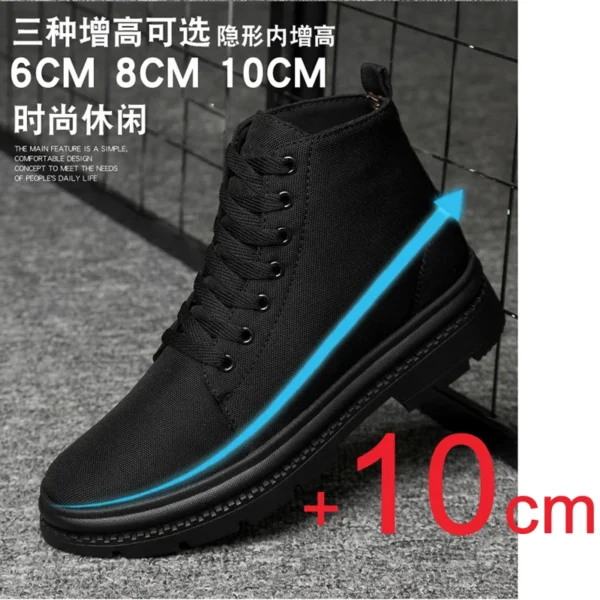 Elevator Shoes Men Boots Canvas Heightening Shoes For Man Hidden Heels Increase Insole 10CM 8CM 6CM Sports Casual Height Shoes 2