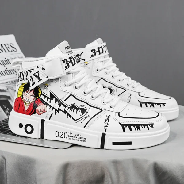 Anime One Piece Women Shoes Men High-Top Board Shoe Autumn Winter Cartoon Graffiti Boy Girl Student Sneaks Casual Shoes New 1