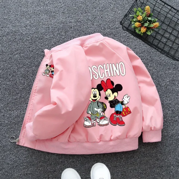 New Spring Baby Boys Girls Jacket Fashion Cartoon Mickey Minnie Mouse Print Outerwear for Kids Clothes Children Windbreaker Coat 3