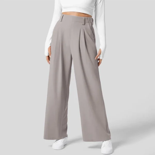 Solid Wide Leg Pants For Woman Work Business High Waisted Pants Office Elastic Trousers Casual Streetwear Womens' Slacks 2