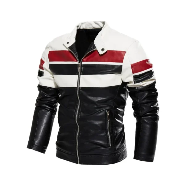 Motorcycle Slim Fleece Jacket Coat Fashion Leather Jacket Men Spring Outdoor Casual Motor Biker PU Leather Jacket Men Autumn 1