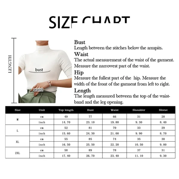 Women Turtleneck Pullover Slim Fit Short Sleeve T-Shirts Casual Solid Semi-High Collar Bottomed Shirt Female Basic Cropped Tops 6