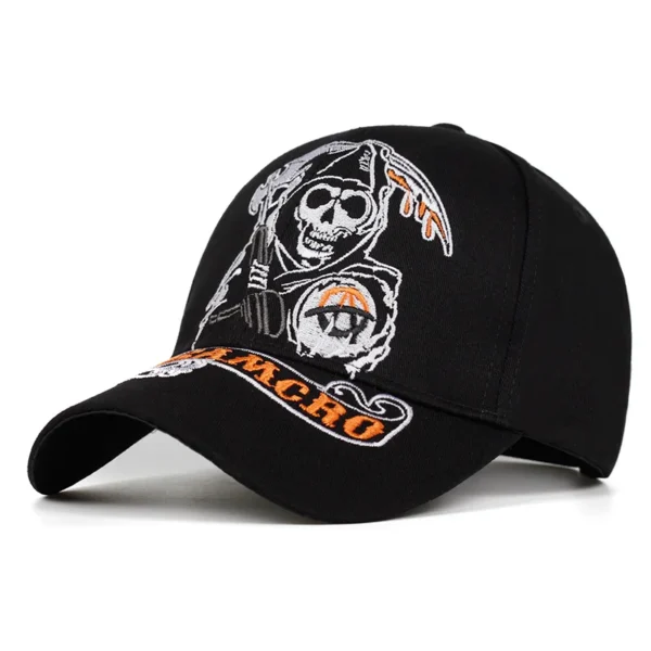 SAMCRO Baseball Cap SOA Sons of Anarchy Skull Embroidery Casual Snapback Hat Fashion High Quality Racing Motorcycle Sport hat 1