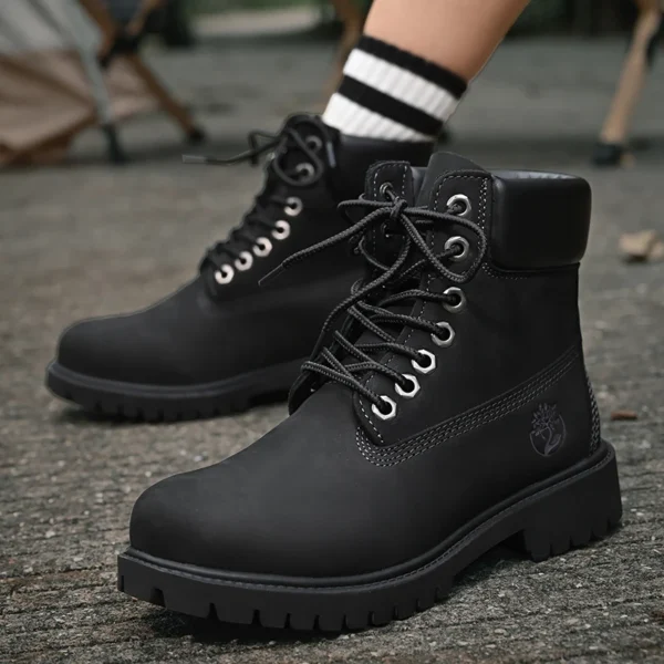 Boots Men High Top Boots Men's Leather Shoes Winter Fashion Plush Warm Shoes Outdoor Sneakers Lace Up Non-Slip Ankle Boots Male 5