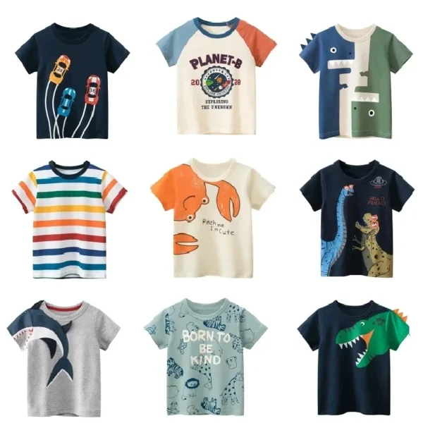 Children Short Sleeve T-shirts Korean Version Kids Clothing Boy Baby Cotton Tees 2-9 Years Summer Cartoon Tops 1