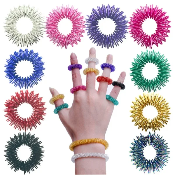 5-15pcs Acupressure Rings Spiky Sensory Finger Rings Set for Teens  Adults Stress Reducer Massager Stress Relief Fidget Toys 1