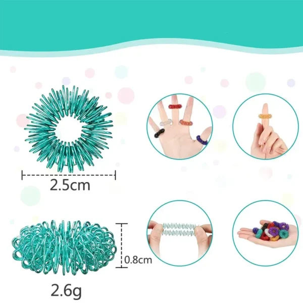 5-15pcs Acupressure Rings Spiky Sensory Finger Rings Set for Teens  Adults Stress Reducer Massager Stress Relief Fidget Toys 2