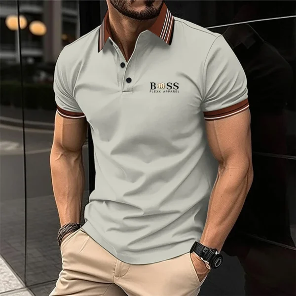 Summer short-sleeved Polo shirt, men's casual alphabet print street short-sleeved printed clothing 5