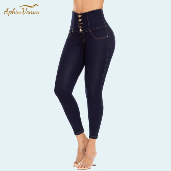 Women High-waist Stretch Slim-fit Denim Oversize Trousers Shaping Butt Lift Jeans Fashion Thin Leg Elastic Jeans 1