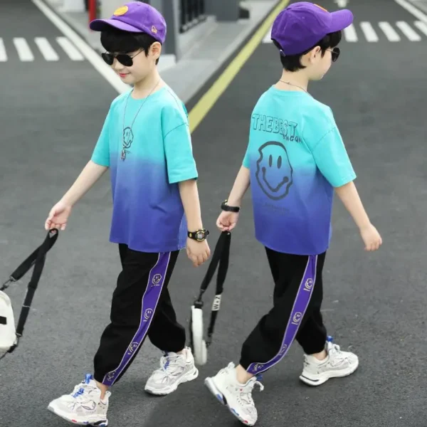 Boys Teen 6 8 9 10 12 Year Clothing Sets Summer Casual Outfit T-shirt + Pants Boys Clothes Children Clothing Suit Kids Tracksuit 2