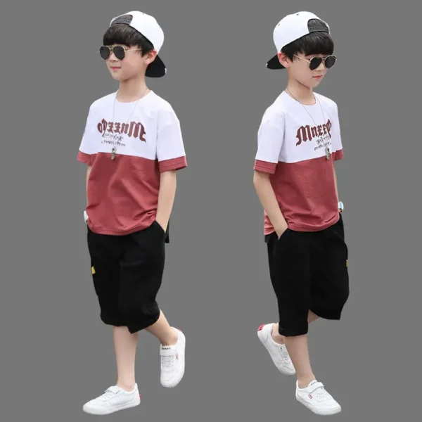 Boys Clothing Sets Tracksuit Teen 6 8 9 10 12 Year Summer Casual Outfit T-shirt + Pants Boys Clothes Children Clothing Suit Kids 1