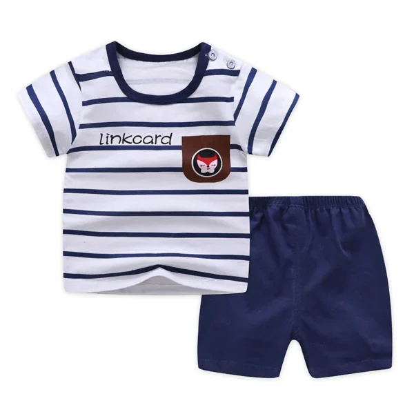 Casual Kids Clothes 2 Piece Set Clothing Green Cool Boy T-shirt + Shorts Clothing Boys Tracksuit Children Baby Clothes 6