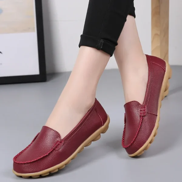 Genuine Leather Shoes Woman Soft Boat shoes for Women Flats shoes Big size 35-44 Ladies Loafers Non-Slip Sturdy Sole 3