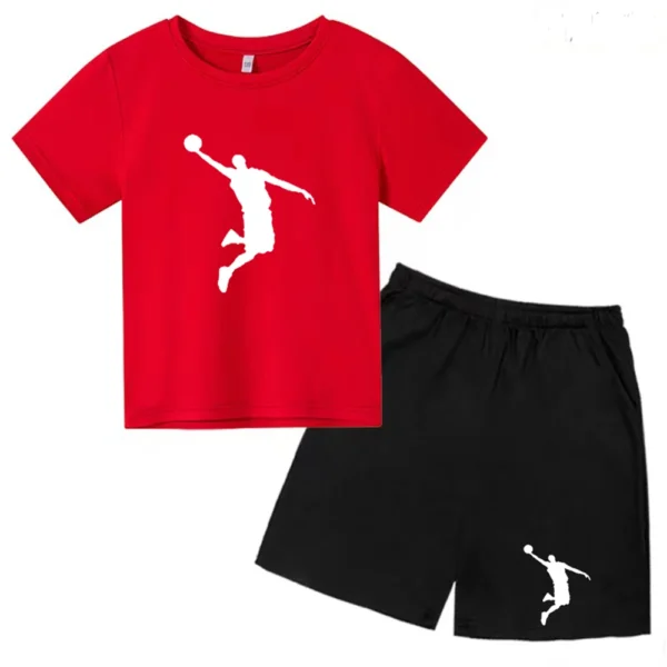 Children's Clothing Boys Girls T-shirt Set 3-12 Year Toddler Tops Shorts Printing Basketball Fashion Leisure Brand Summer Wear 4