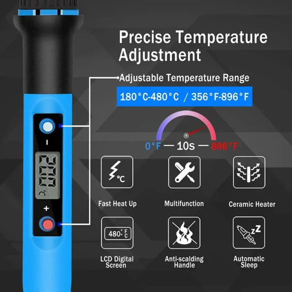 Professional Electric Soldering Iron with LED Display, 80W Adjustable Temperature, Home Repair Tool Kit for Electronics 4