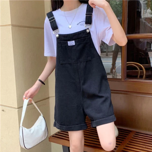 HI-FASHION Summer Vintage Purple Jean Jumpsuit Women Cotton Wide Legs Bib Female Overalls Woman Personality Denim Rompers 2