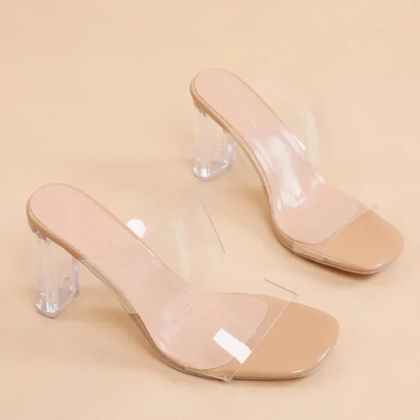 Transparent High Heels Women Square Toe Sandals Summer Shoes Woman Clear High Pumps Wedding Jelly Buty Damskie Heels Slippers 3