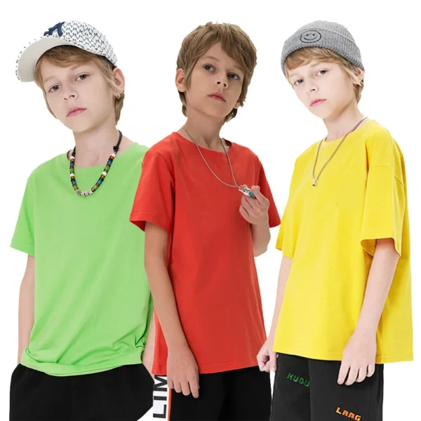 Boys T Shirt 1 to 2 3 4 5 6 7 8 9 10 11 12 13 14 Years Short Sleeve Cotton Baby Girl Tshirt Green Red Kids Clothes Children Tees 1