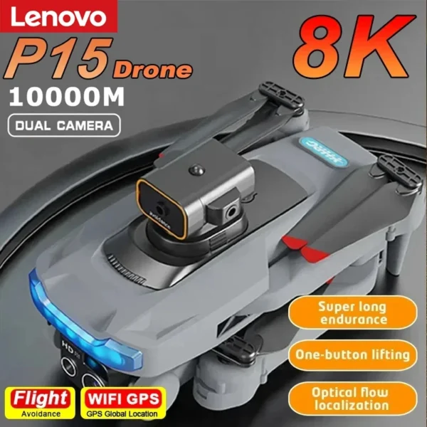 Lenovo 10000m P15 UAV 8k Gps dual camera 5g professional obstacle avoidance positioning automatic folding quadcopter 1