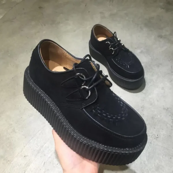 Black Harajuku Shoes Classic Lace UP High Platform Creepers Fashion Harajuku Punk Shoes Women's Casual Shoes Platform Shoes 5