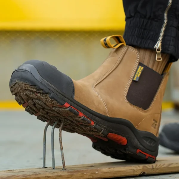 Brown  Nubuck leather Safety Boot , yellow Nubuck leather No Lace safety boot composite toe 6