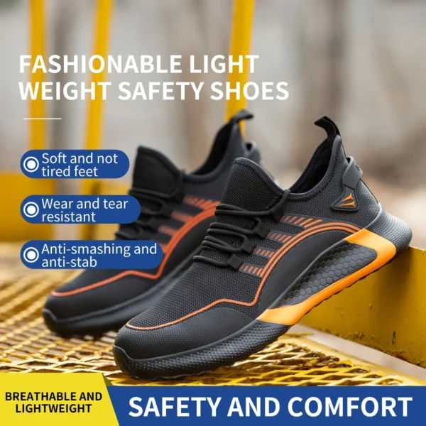 Large Size 50 Safety Shoes Men Anti-Smashing Steel Toe Cap Puncture Proof Indestructible Light Breathable Sneaker Work Shoes 6