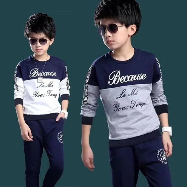 2024 New Boys Clothes Sport Suit Casual Sets Autumn Letter Children Winter Kids Tracksuit Spring + pants 5 6 7 8 9 10 11 12 year 2